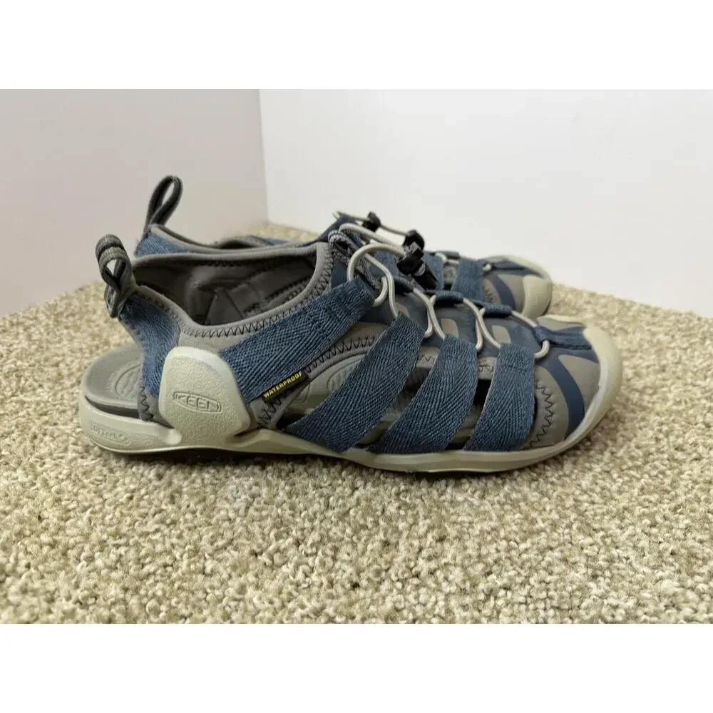 KEEN CNX Sandals Mens Size 10 Blue Waterproof Slip-On Hiking Bungee Lace